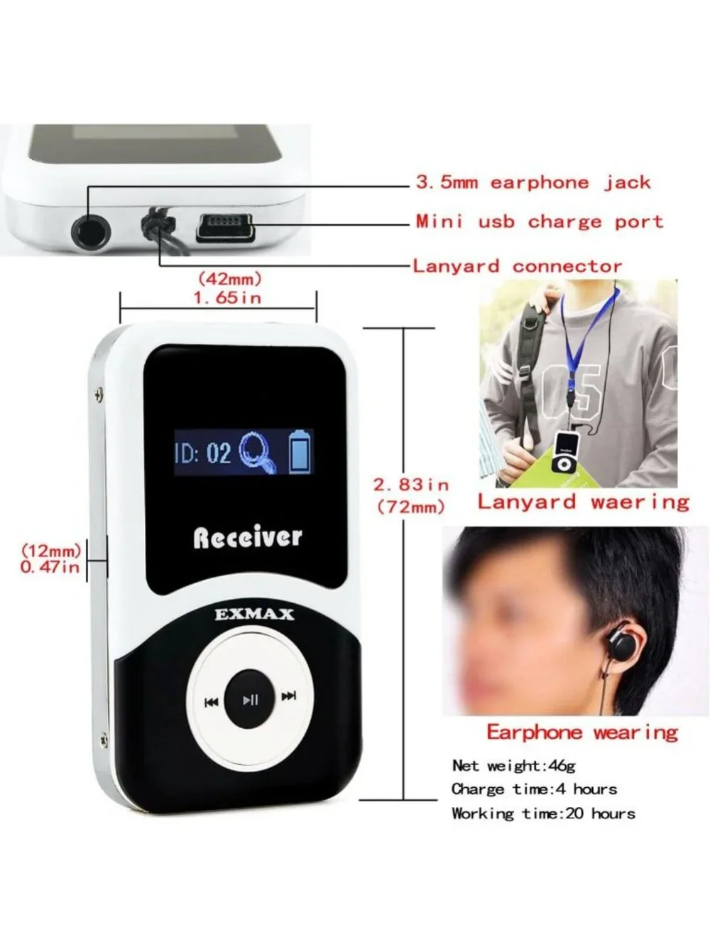 Wireless Tour Guide Receiver Earphone for Simultaneous Translation & Teaching